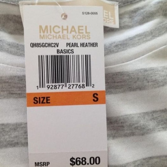 Michael Kors Short Sleeve Tie Front Striped Top Sz S - Picture 2 of 5